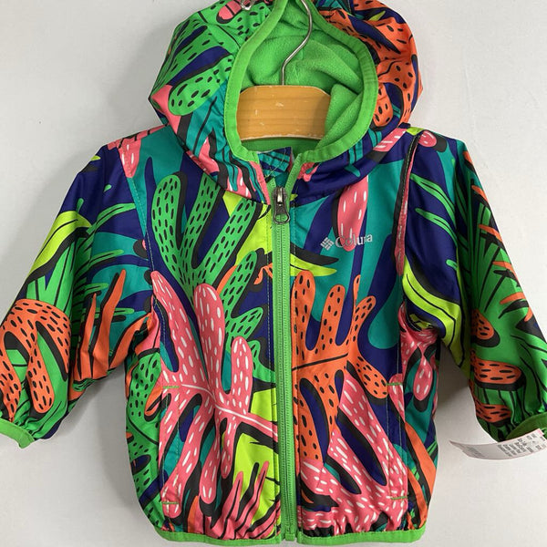 Size 3-6m: Columbia Blue/Colorful Leaves Pixel Grabber Water Resistant Jacket