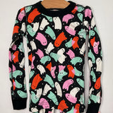 Size 6-7 (120): Hanna Andersson Black/Colorful Ghosts Organic Cotton 2pc PJs