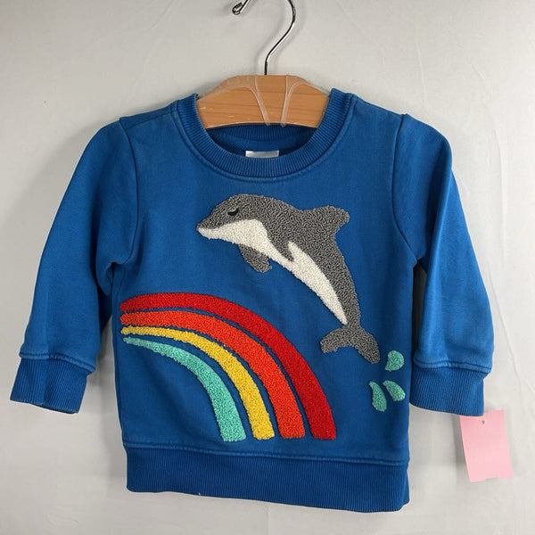 SIze 18-24m (80): Hanna Andersson Blue/Rainbow Dolphin Applique Sweatshirt