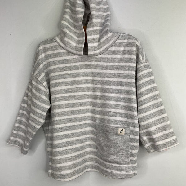 Size 12m: Easy Peasy Grey/White Striped Light Pullover Hoodie