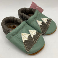 Size 2: Blue/Grey Mountains Leather Soft Sole Booties