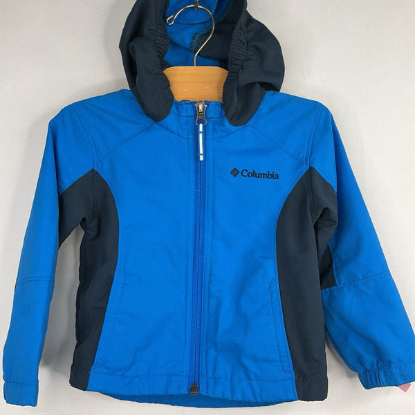 Size 2: Columbia Two Tone Blue Water Resistant Hooded Zip-Up Jacket