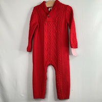 Size 12-18m: Janie and Jack Red Cable Knit Sweater Romper