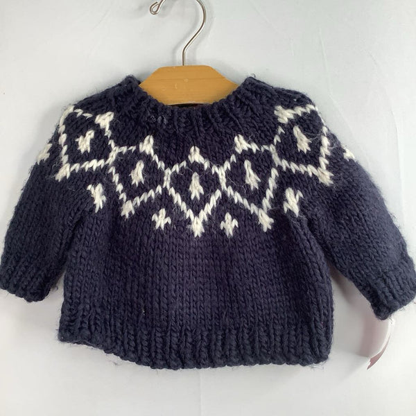 SIze 6-12m:The Blueberry Hill Navy/White Diamonds Chunky Sweater REDUCED