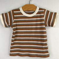 Size 12-18m: Quincy Mae Brown/Blue/White Striped Ribbed T-Shirt