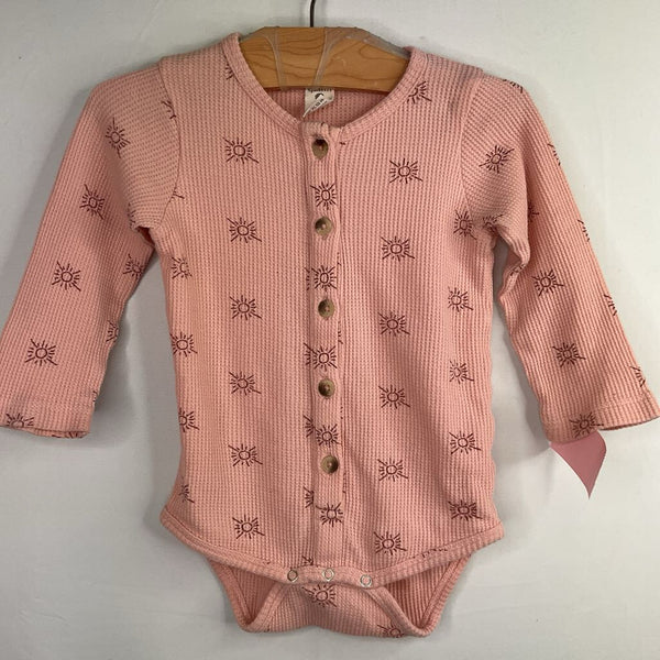 Size 18-24m: Kate Quinn Pink Suns Waffle Knit Long Sleeve Onesie