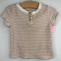 Size 3: Cat & Jack Tan/White Striped Henley T-Shirt