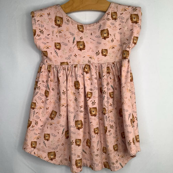 Size 2-3: Cloudstitch Creations Pink/Brown Bears Dress