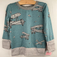 Size 3-5: Kaiden Designs Blue/Grey Airplanes Long Sleeve Shirt