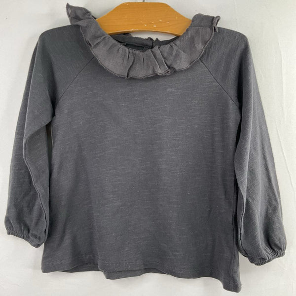 Size 2-3: Zara Grey Ruffle Collar Long Sleeve Shirt