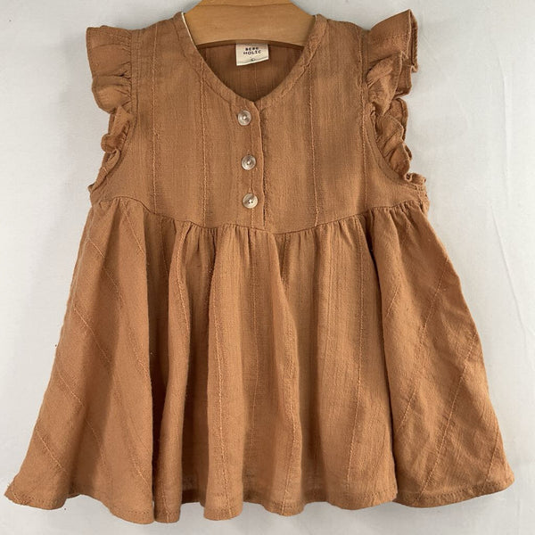 Size 9-12m: Bebe Holic Brown Textured Ruffle Sleeve Dress/Bloomers