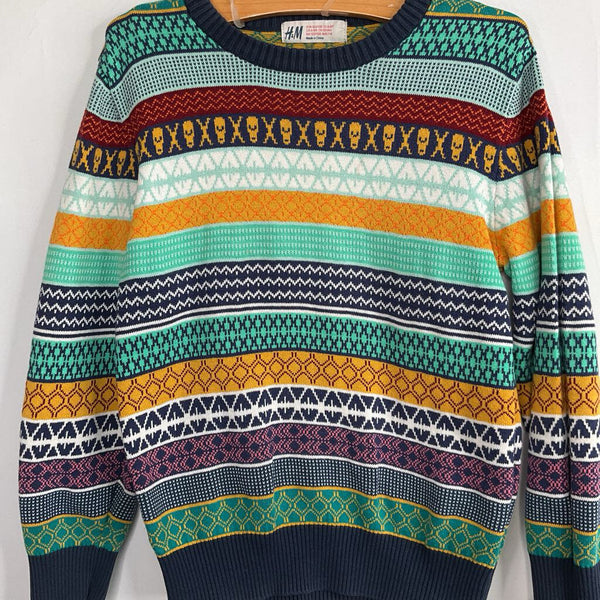 Size 6-8: H&M Colorful Striped Geo Print Sweater