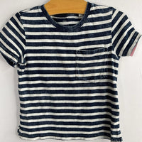 Size 2: AG Navy/White Striped Pocket T-Shirt