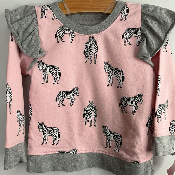 SIze 3: Monica + Andy Pink/Grey Zebras Ruffle Trim Sweatshirt REDUCED