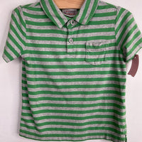 Size 3 (90): Hanna Andersson Green/Grey Striped Polo Shirt