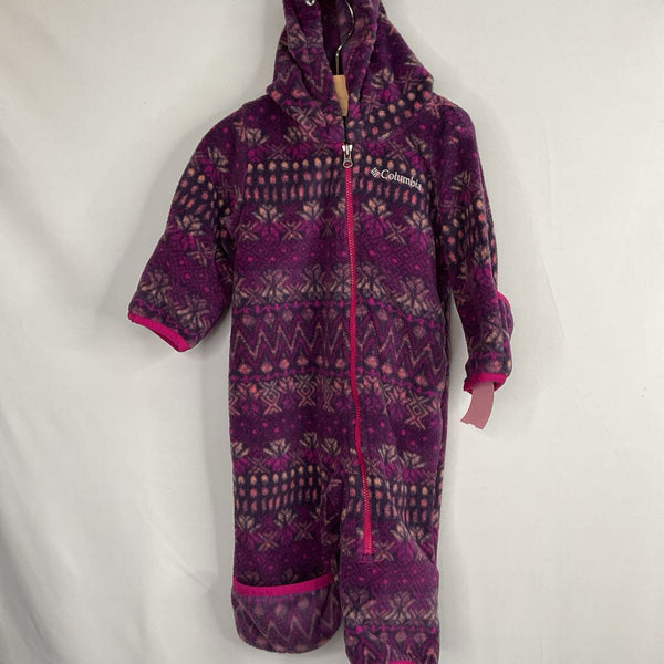 Size 3-6m: Columbia Purple Snowflakes Fleece Bunting