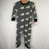 Size 6m: Nike Grey/White/Green Logo Zip-Up Footy Romper