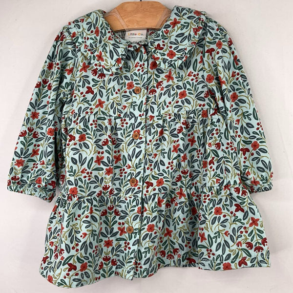 Size 6-9m: Little Co Blue/Red/Green Floral Long Sleeve Dress