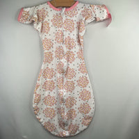 Size 3-6m (14-21lb): Swaddle Designs White/Pink Floral Transitional Swaddle Sleepsack