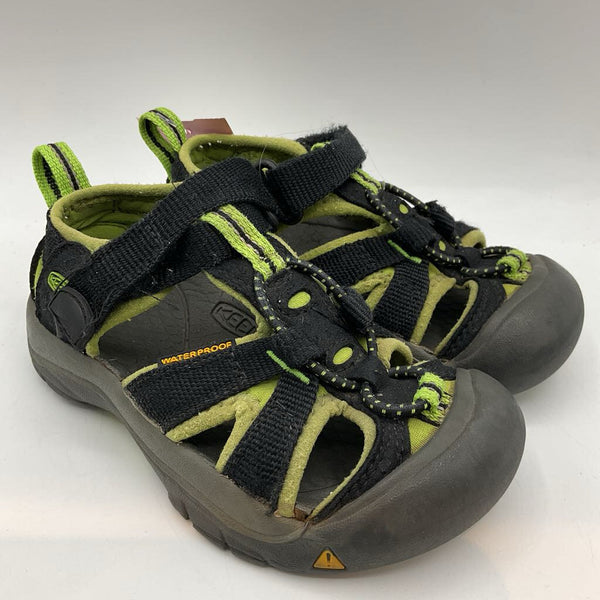 Size 9: Keen Black/Green Trim Velcro Sandals