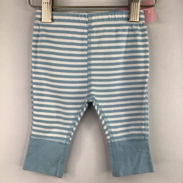 Size 0-3m (50): Hanna Andersson Blue/White Striped Cozy Pants