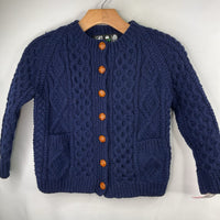 Size 6-8: Abbey Knitwear Navy Wool Button-Up Cardigan