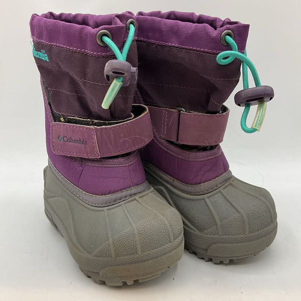 Size 5: Columbia Purple/Grey Velcro/Toggle Snow Boots