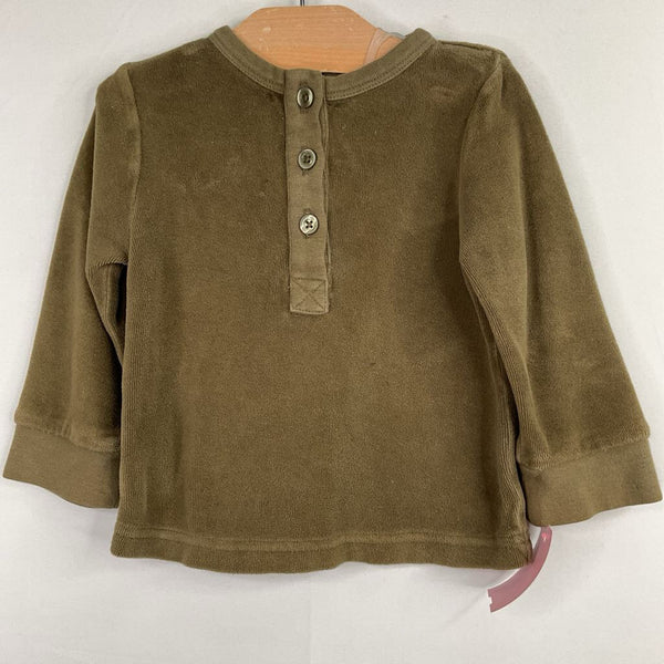 Size 12-18m: Kate Quinn Green Terry Cloth Long Sleeve Henley Shirt