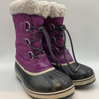 Size 3Y: Sorel Purple/Black Sherpa Trim Toggle Snow Boots