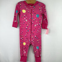 Size 3-6m (60): Hanna Andersson Pink/Colorful Floral Bunnies Organic Cotton 1pc Zip-Up PJs
