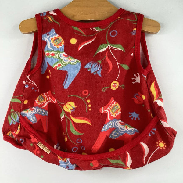 Size 3-6m: Steps Red/Colorful Dala Horse Smock