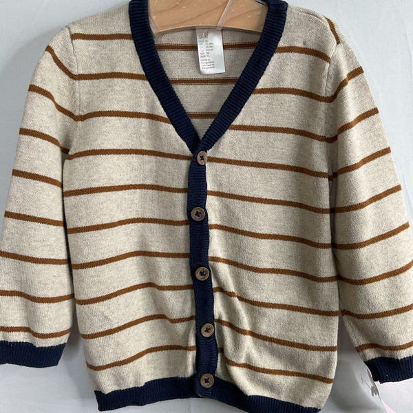 Size 12-18m: H&M Brown/Navy Trim Button-Up Cardigan