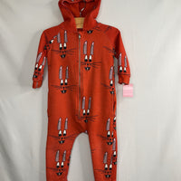 Size 18-24m: Hugo Loves Tiki Orange Rabbits Hooded Romper