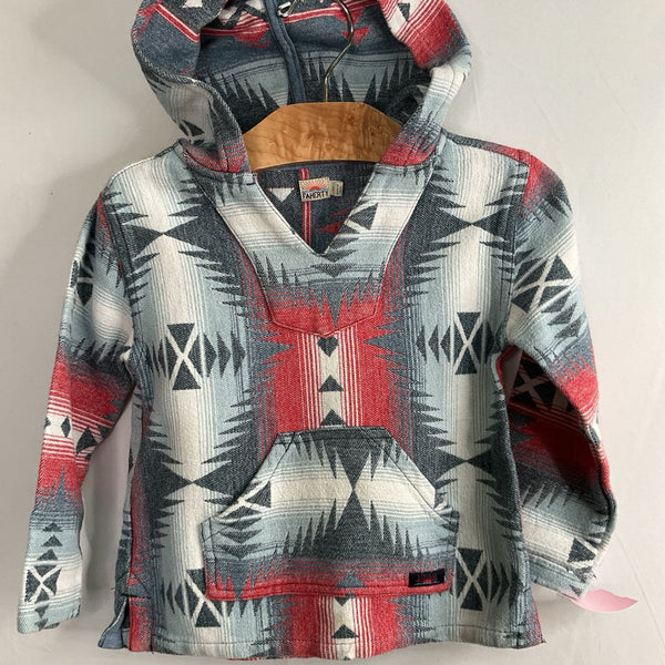 Size 2: Faherty Blue/Red/White Southwestern Print Pullover Hoodie