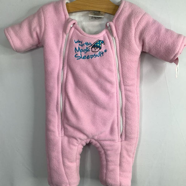 Size 3-6m (S): Baby Merlin Pink Fleece Magic Sleepsuit