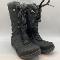 Size 1Y: Columbia Black Quilted Fleece Lined Zip-Up Snow Boots