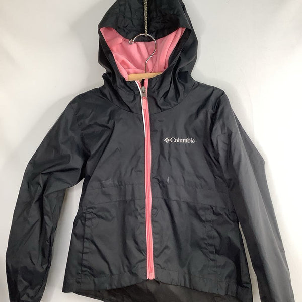 Size 6-7: Columbia Black/Pink Fleece Lined Rain Coat