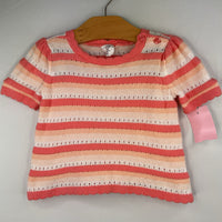 Size 6-12m: Gap Orange/White Striped Knit Scallop Trim 2pc Shirt/Shorts Set
