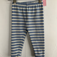 Size 6-12m (70): Hanna Andersson Blue/White Striped Cozy Pants