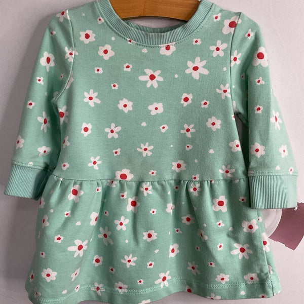 Size 6-12m (70): Hanna Andersson Blue/White/Red Floral Long Sleeve Dress