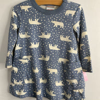 Size 6-12m (70): Hanna Andersson Blue/White Polar Bears Long Sleeve Dress