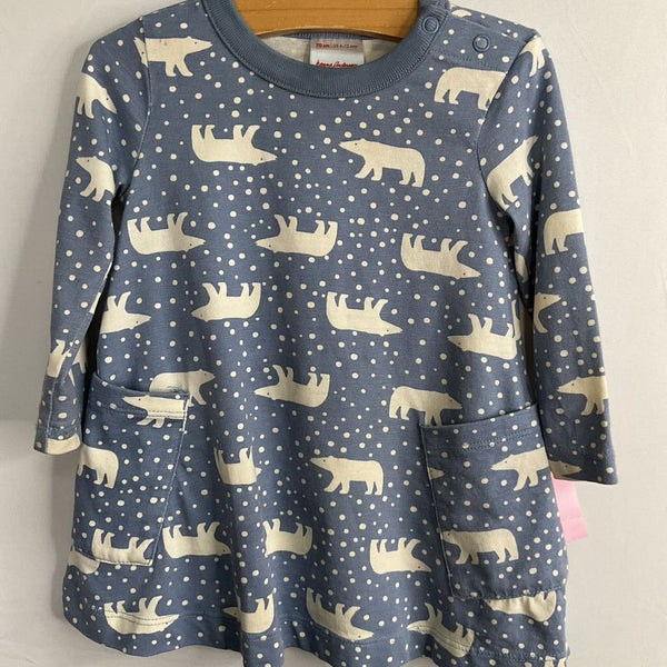 Size 6-12m (70): Hanna Andersson Blue/White Polar Bears Long Sleeve Dress