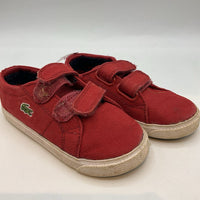 Size 7.5: Lacoste Red Velcro Strap Sneakers