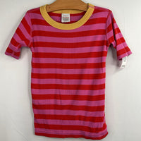 Size 6-7 (120): Hanna Andersson Red/Pink Striped Organic Cotton 2pc Shorty PJs REDUCED