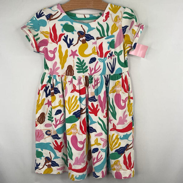 Size 6-7: Boden White/Colorful Mermaids Pocket Dress REDUCED