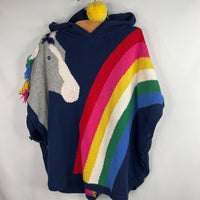 Size 6-9: Boden Navy/Rainbow Horse Hooded Poncho