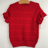 Size 6-7: Janie and Jack Red Eyelet Ruffle Trim Short Sleeve Sweater