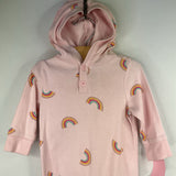 Size 3-6m: Old Navy Pink/Rainbows Hooded Snap-Up Romper