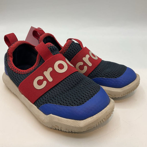 Size 8: Crocs Blue/Red Mesh Slip-On Sneakers