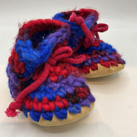 Size 2-3: Blue/Red/Purple Knit Soft Sole Booties